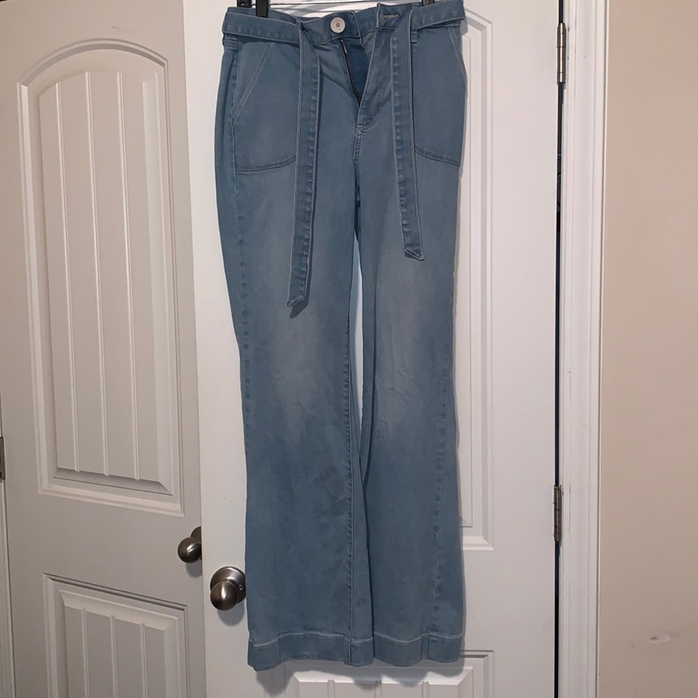 LAUREN CONRAD HIGH WAIST FLARE JEAN WITH DENIM BELT